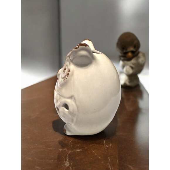 Vintage Ceramic Owl Candle Holder With Distressed Brown & White Finish - Picture 4 of 11